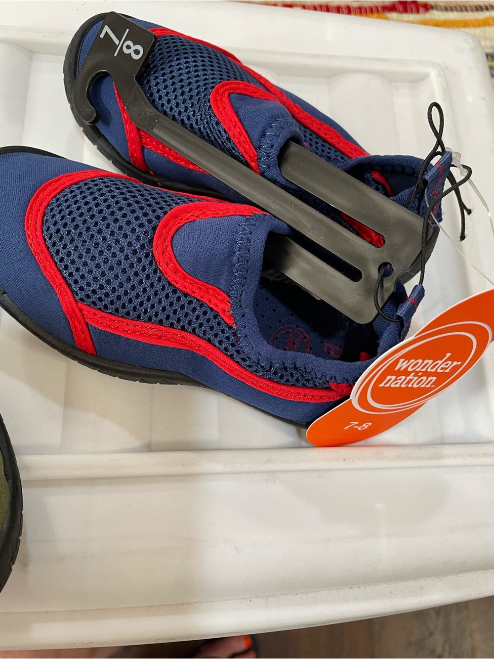 Wonder Nation Navy and Red Kids Slip-On Water Shoes